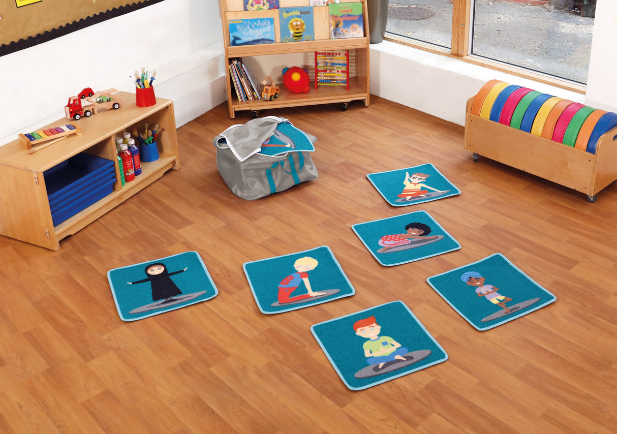 Yoga Position Indoor/Outdoor Carpet Tiles with holdall - Pack of 32