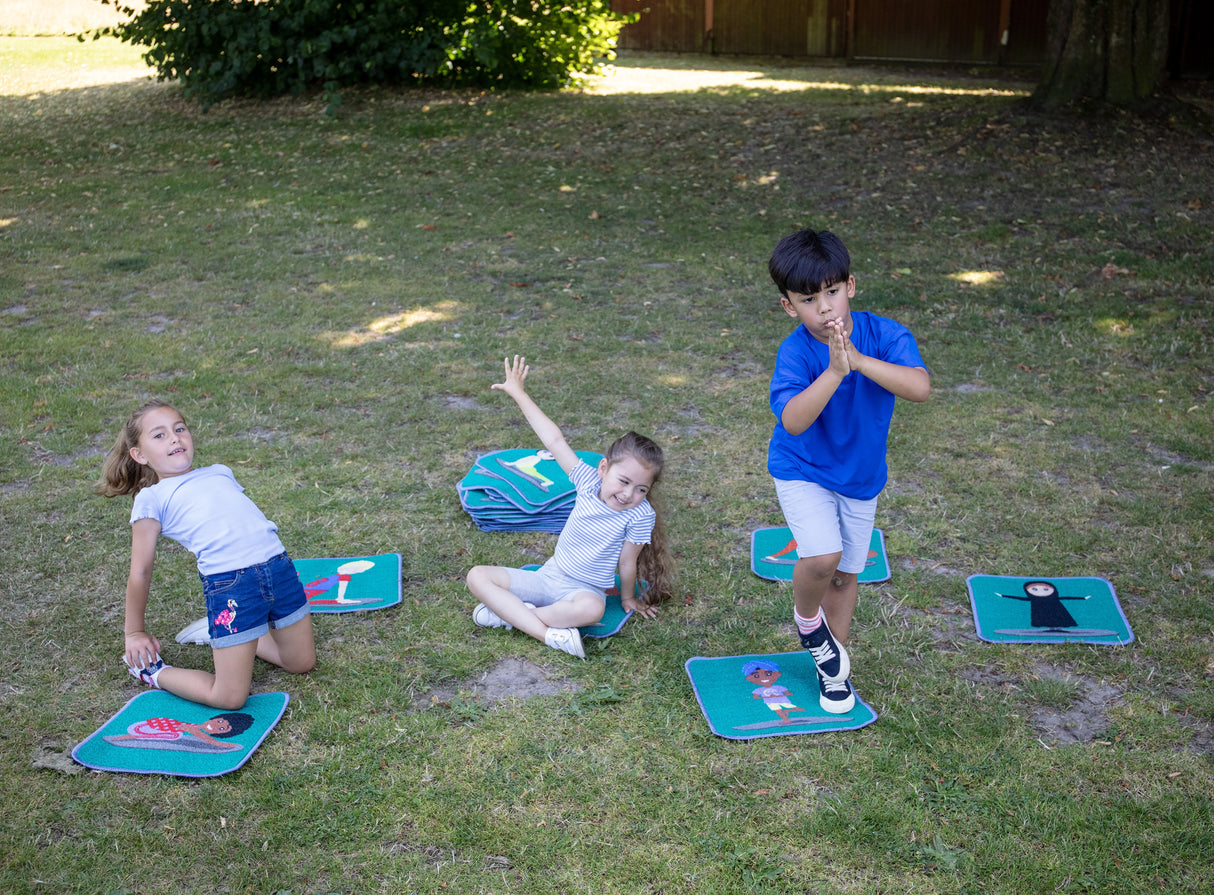 Yoga Position Indoor/Outdoor Carpet Tiles with holdall - Pack of 32