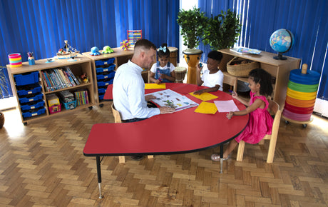 Tuf-Top™ Height Adjustable Horseshoe Table - Red