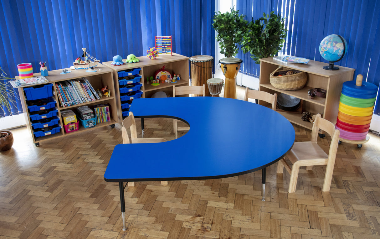 Tuf-Top™ Height Adjustable Horseshoe Table - Blue