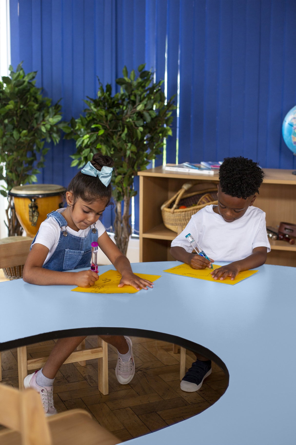 Tuf-Top™ Height Adjustable Horseshoe Table - Sky Blue