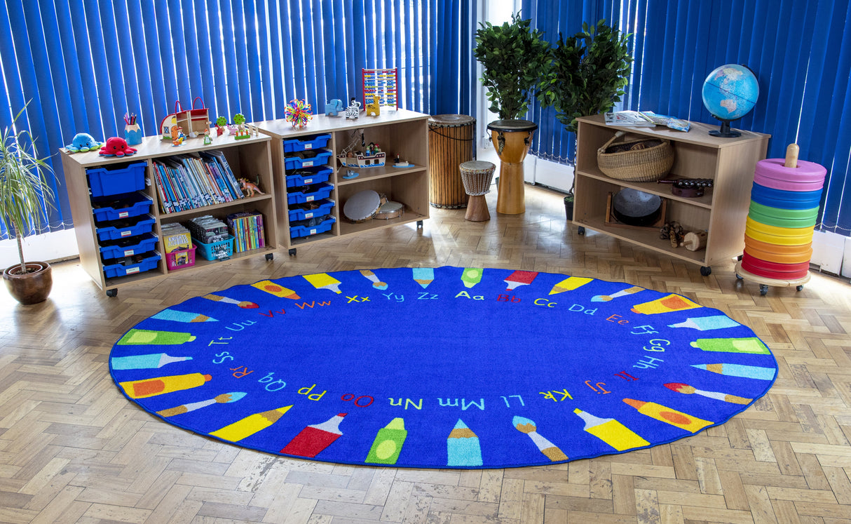 Rainbow™ Oval Pencils Alphabet Carpet
