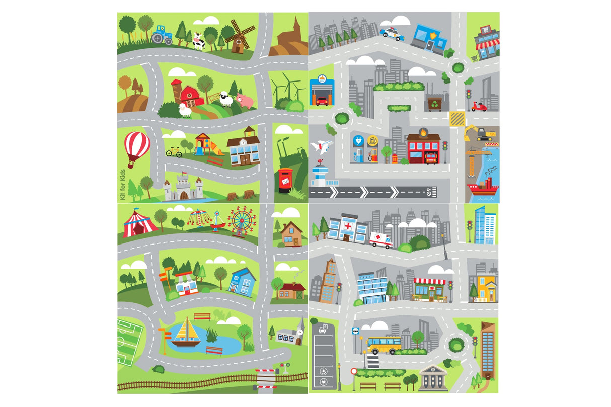 Small World Road Map Set 1 Indoor/Outdoor Carpets